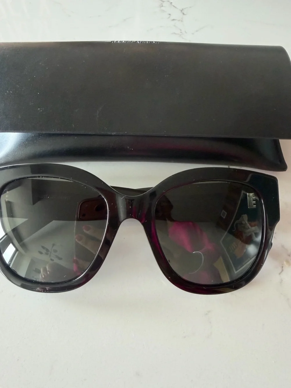 Saint Laurent Black Sunglasses with Gold YSL Monogram